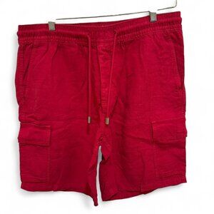 Men's Red Vilebrequin Linen Cargo Utility Shorts EUC XL